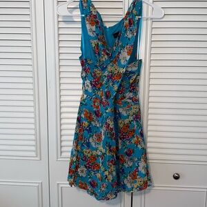 Topshop Blue Floral Romper with Cutout Detail